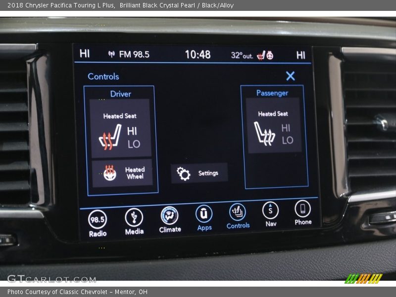 Brilliant Black Crystal Pearl / Black/Alloy 2018 Chrysler Pacifica Touring L Plus