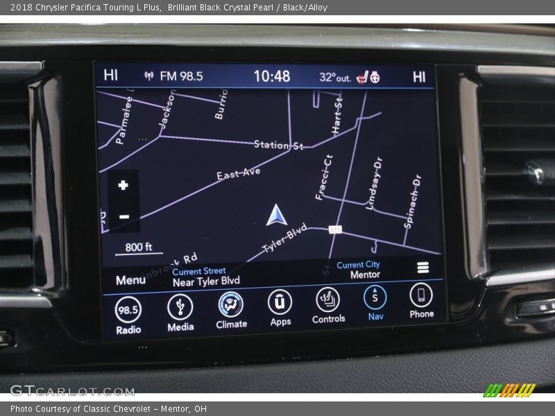 Brilliant Black Crystal Pearl / Black/Alloy 2018 Chrysler Pacifica Touring L Plus