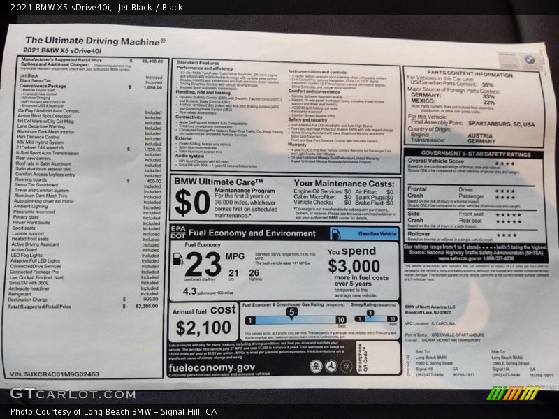 Jet Black / Black 2021 BMW X5 sDrive40i