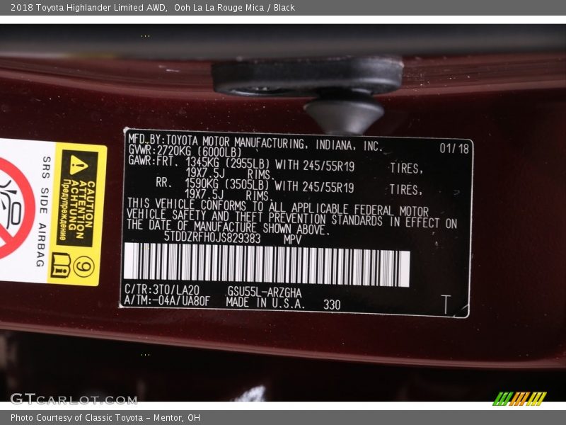 Ooh La La Rouge Mica / Black 2018 Toyota Highlander Limited AWD