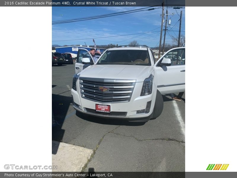 Crystal White Tricoat / Tuscan Brown 2016 Cadillac Escalade Platinum 4WD