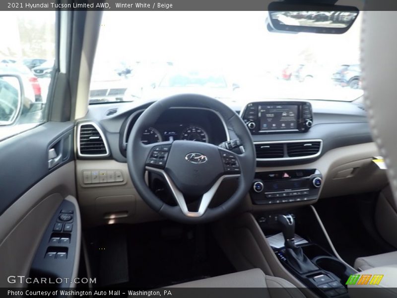 Winter White / Beige 2021 Hyundai Tucson Limited AWD