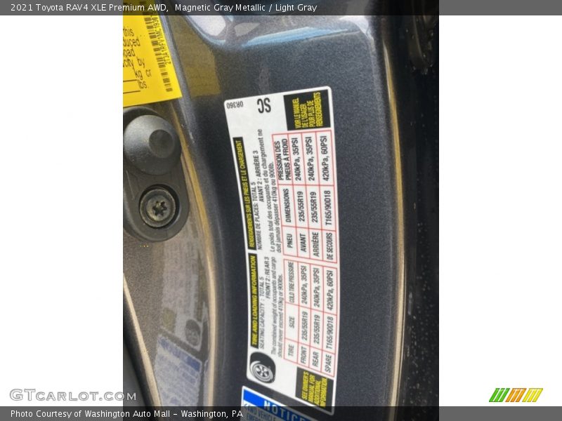 Magnetic Gray Metallic / Light Gray 2021 Toyota RAV4 XLE Premium AWD