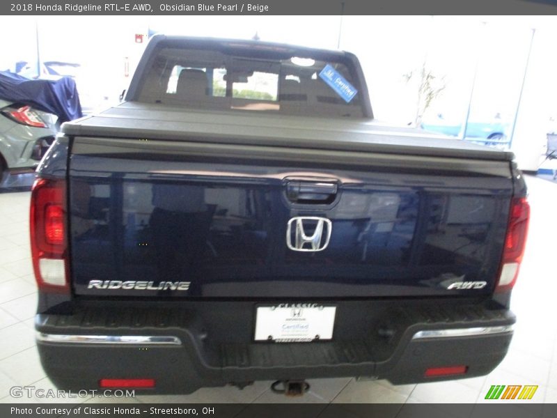 Obsidian Blue Pearl / Beige 2018 Honda Ridgeline RTL-E AWD