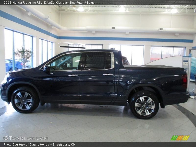 Obsidian Blue Pearl / Beige 2018 Honda Ridgeline RTL-E AWD
