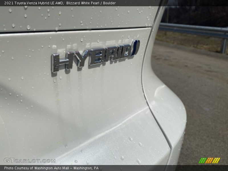Blizzard White Pearl / Boulder 2021 Toyota Venza Hybrid LE AWD