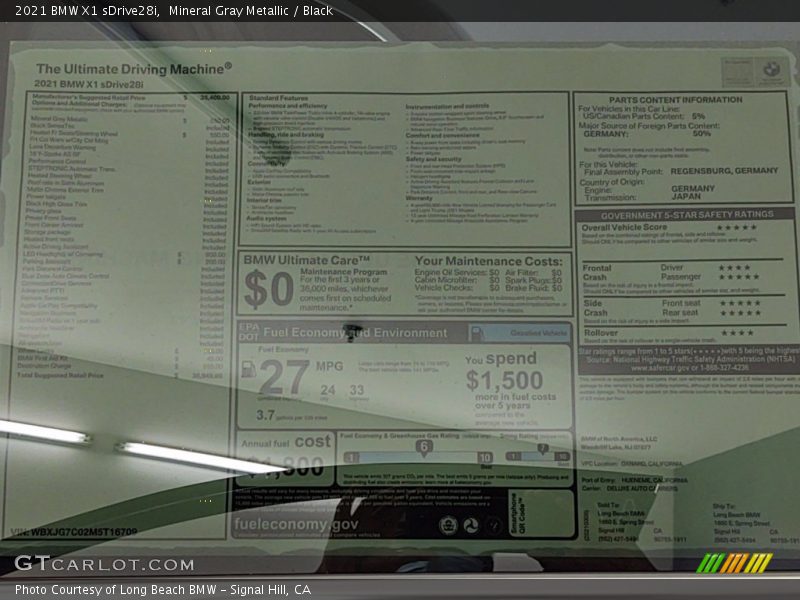 Mineral Gray Metallic / Black 2021 BMW X1 sDrive28i