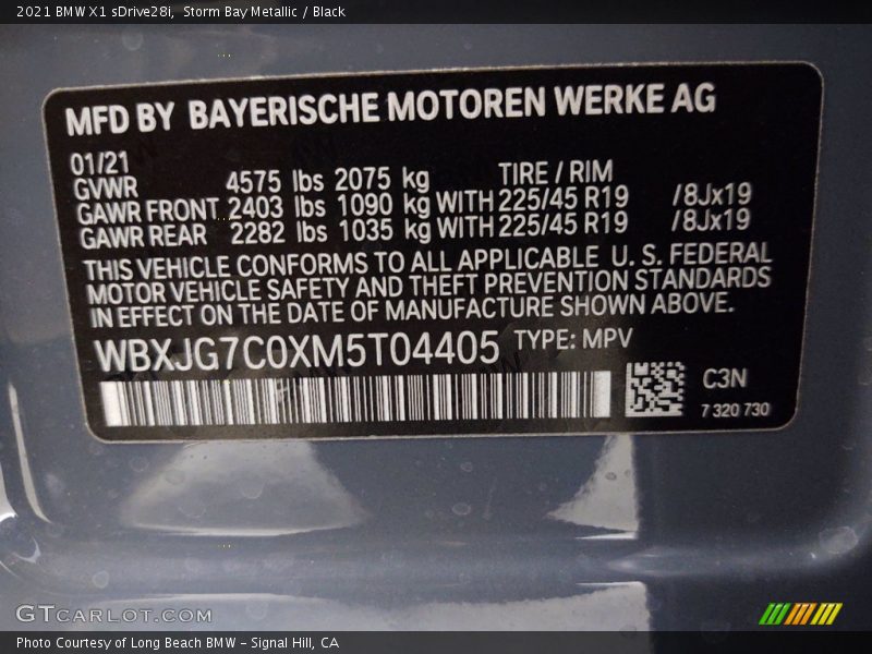 Storm Bay Metallic / Black 2021 BMW X1 sDrive28i