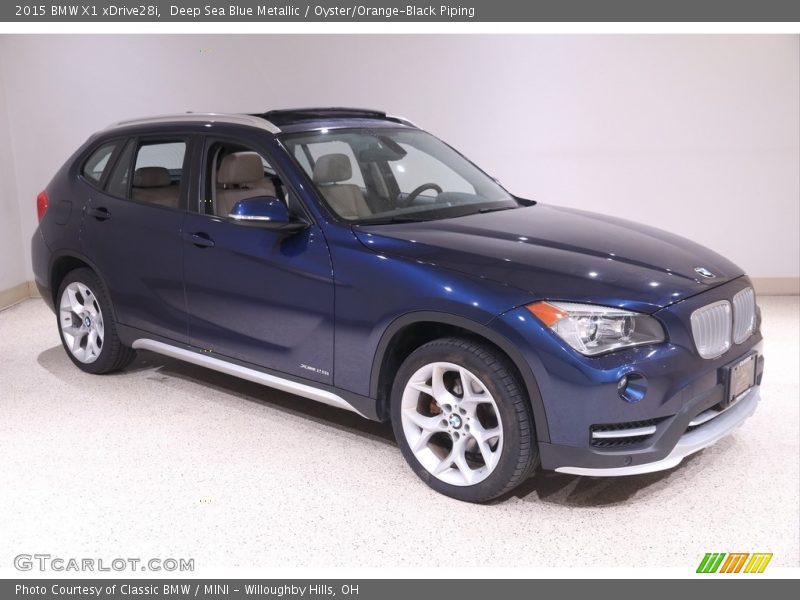 Deep Sea Blue Metallic / Oyster/Orange-Black Piping 2015 BMW X1 xDrive28i