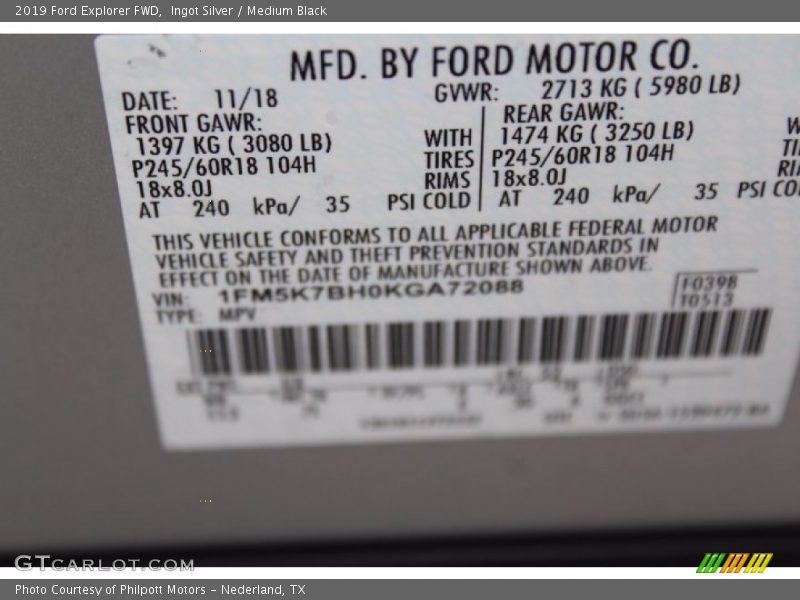 Ingot Silver / Medium Black 2019 Ford Explorer FWD