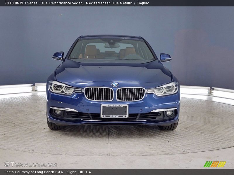 Mediterranean Blue Metallic / Cognac 2018 BMW 3 Series 330e iPerformance Sedan