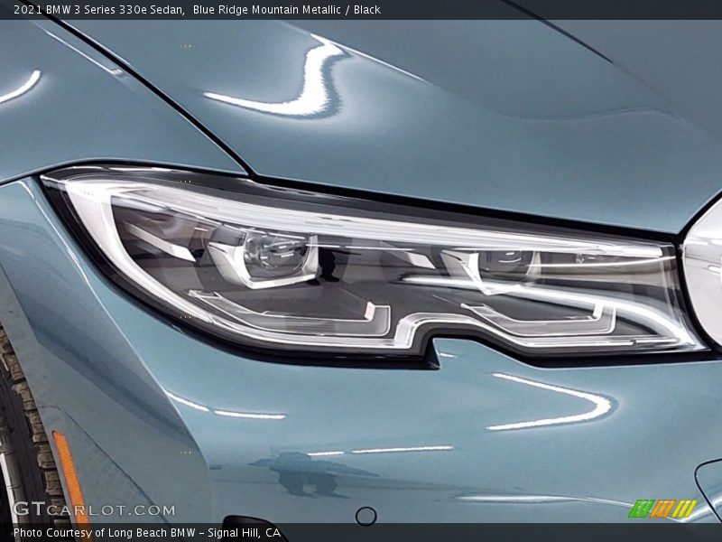 Blue Ridge Mountain Metallic / Black 2021 BMW 3 Series 330e Sedan