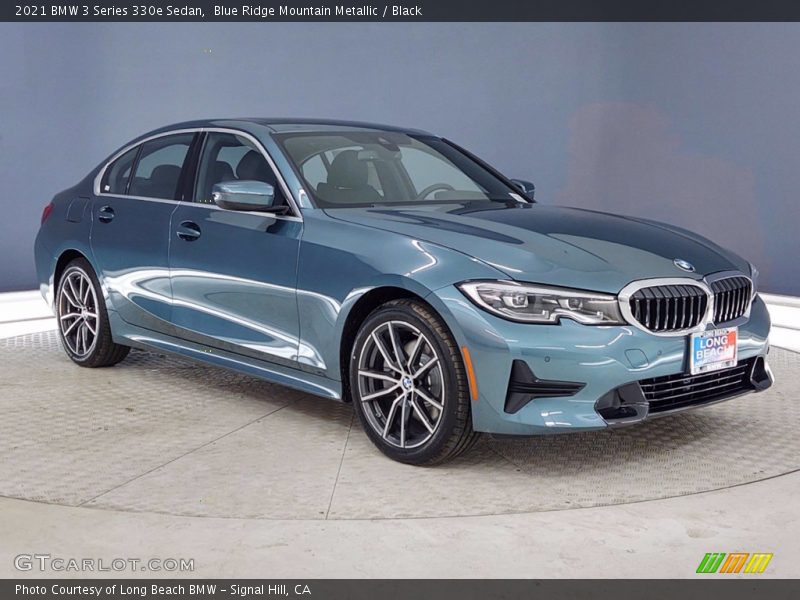 Blue Ridge Mountain Metallic / Black 2021 BMW 3 Series 330e Sedan