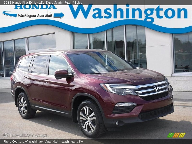 Deep Scarlet Pearl / Beige 2018 Honda Pilot EX-L AWD