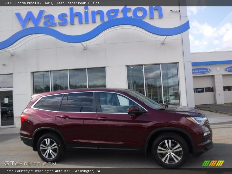 Deep Scarlet Pearl / Beige 2018 Honda Pilot EX-L AWD