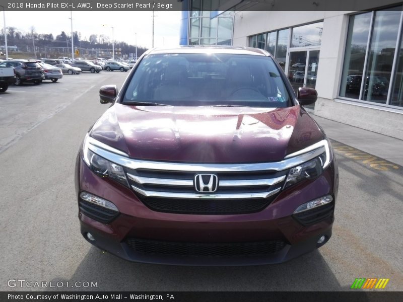 Deep Scarlet Pearl / Beige 2018 Honda Pilot EX-L AWD