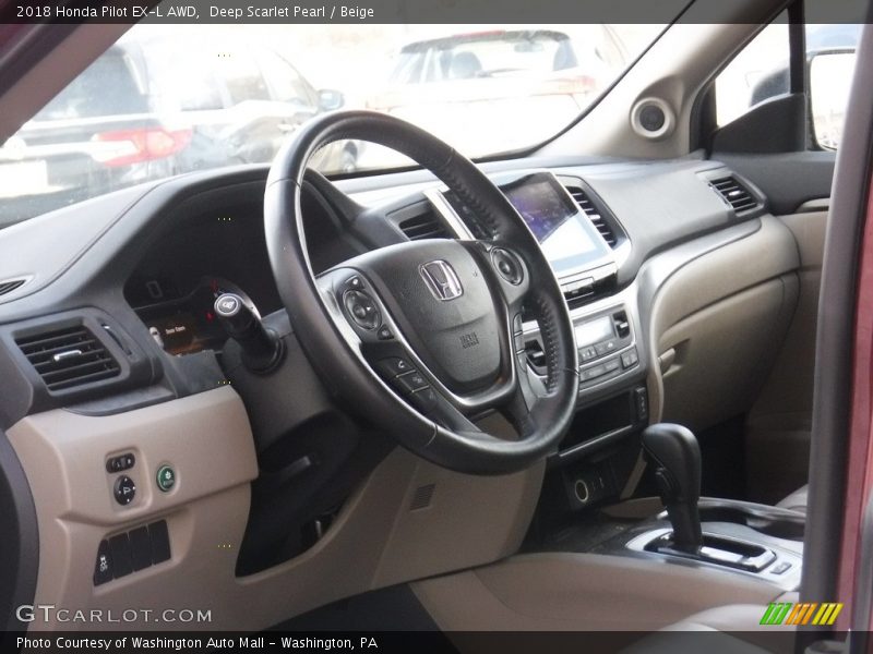 Deep Scarlet Pearl / Beige 2018 Honda Pilot EX-L AWD