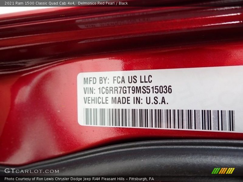 Delmonico Red Pearl / Black 2021 Ram 1500 Classic Quad Cab 4x4