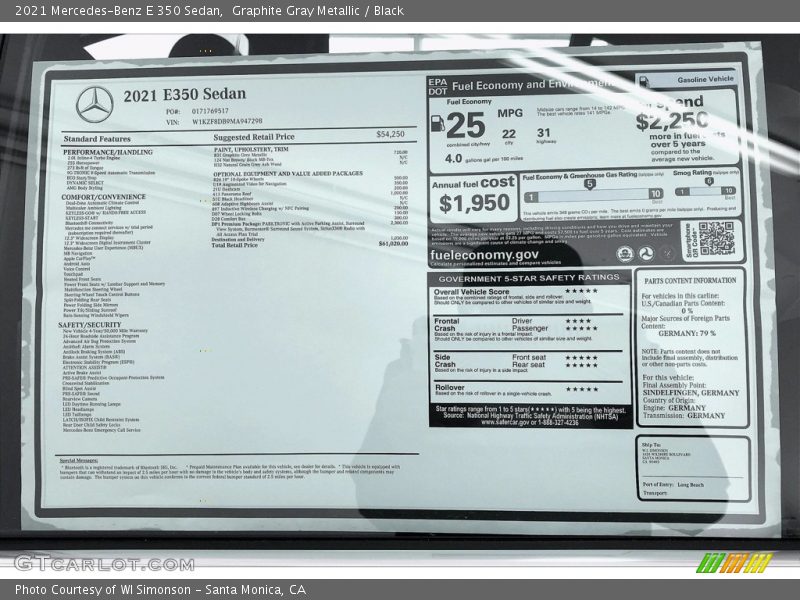 Graphite Gray Metallic / Black 2021 Mercedes-Benz E 350 Sedan