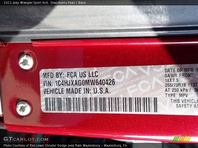 Snazzberry Pearl / Black 2021 Jeep Wrangler Sport 4x4