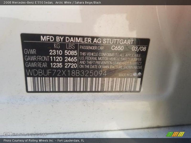 Arctic White / Sahara Beige/Black 2008 Mercedes-Benz E 550 Sedan