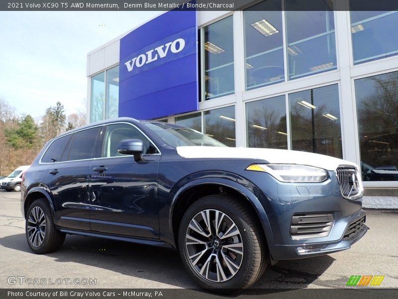 Denim Blue Metallic / Blonde/Charcoal 2021 Volvo XC90 T5 AWD Momentum