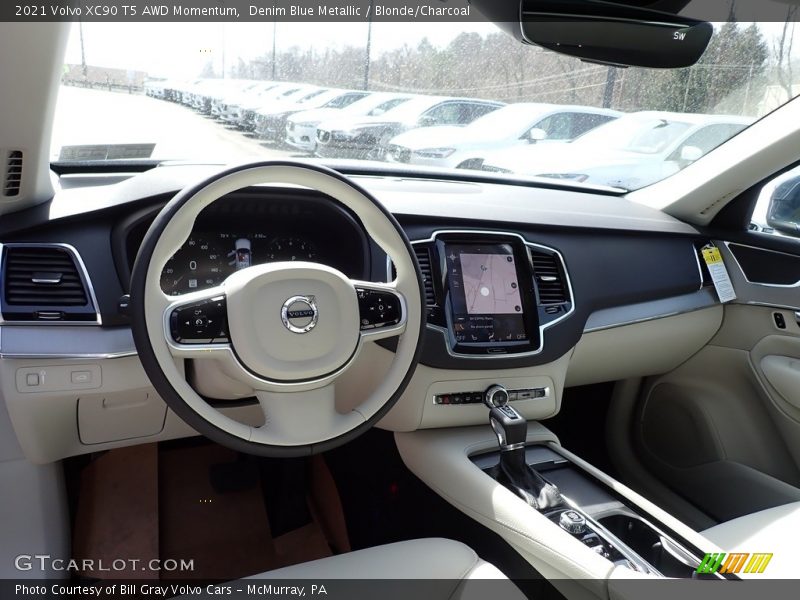 Denim Blue Metallic / Blonde/Charcoal 2021 Volvo XC90 T5 AWD Momentum