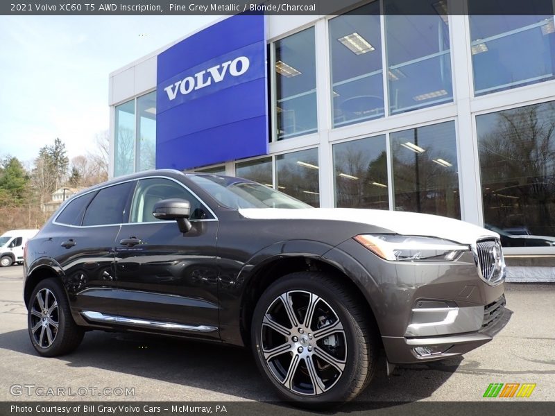 Pine Grey Metallic / Blonde/Charcoal 2021 Volvo XC60 T5 AWD Inscription