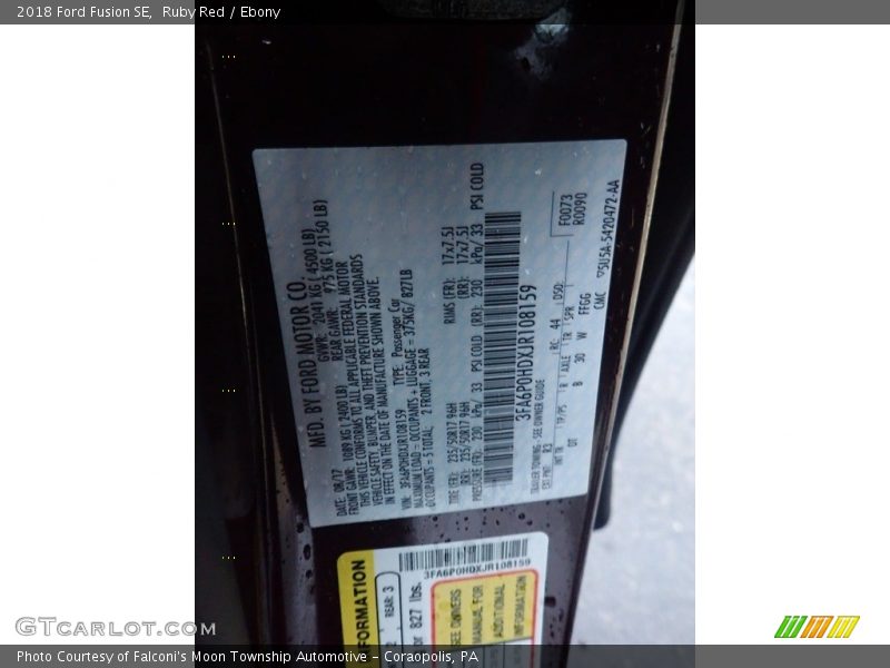 Ruby Red / Ebony 2018 Ford Fusion SE