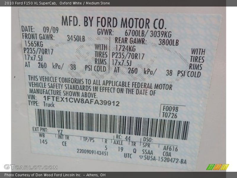 Oxford White / Medium Stone 2010 Ford F150 XL SuperCab