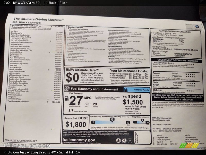 Jet Black / Black 2021 BMW X3 sDrive30i