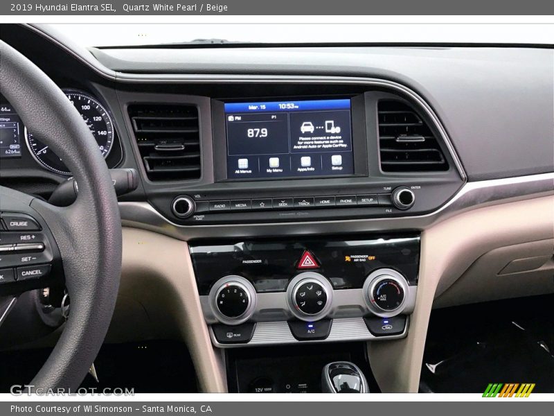 Quartz White Pearl / Beige 2019 Hyundai Elantra SEL