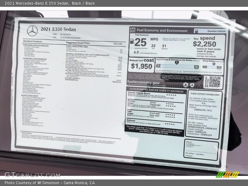 Black / Black 2021 Mercedes-Benz E 350 Sedan
