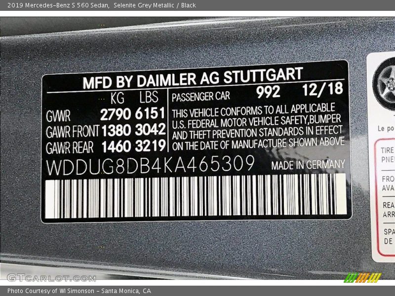 Selenite Grey Metallic / Black 2019 Mercedes-Benz S 560 Sedan