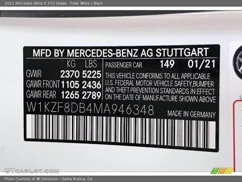 Polar White / Black 2021 Mercedes-Benz E 350 Sedan