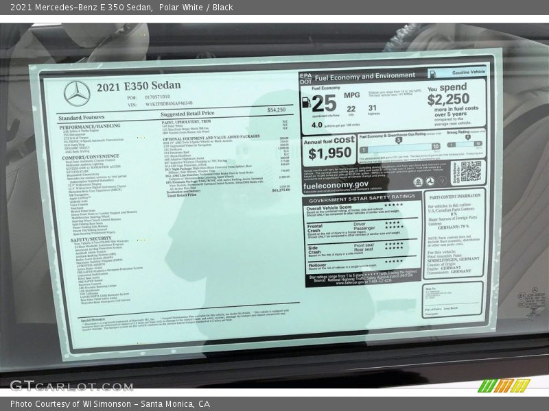 Polar White / Black 2021 Mercedes-Benz E 350 Sedan
