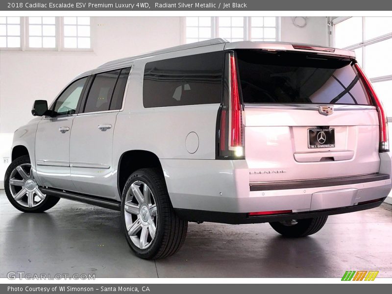 Radiant Silver Metallic / Jet Black 2018 Cadillac Escalade ESV Premium Luxury 4WD