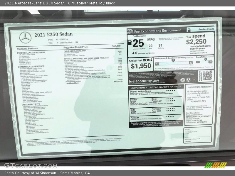 Cirrus Silver Metallic / Black 2021 Mercedes-Benz E 350 Sedan