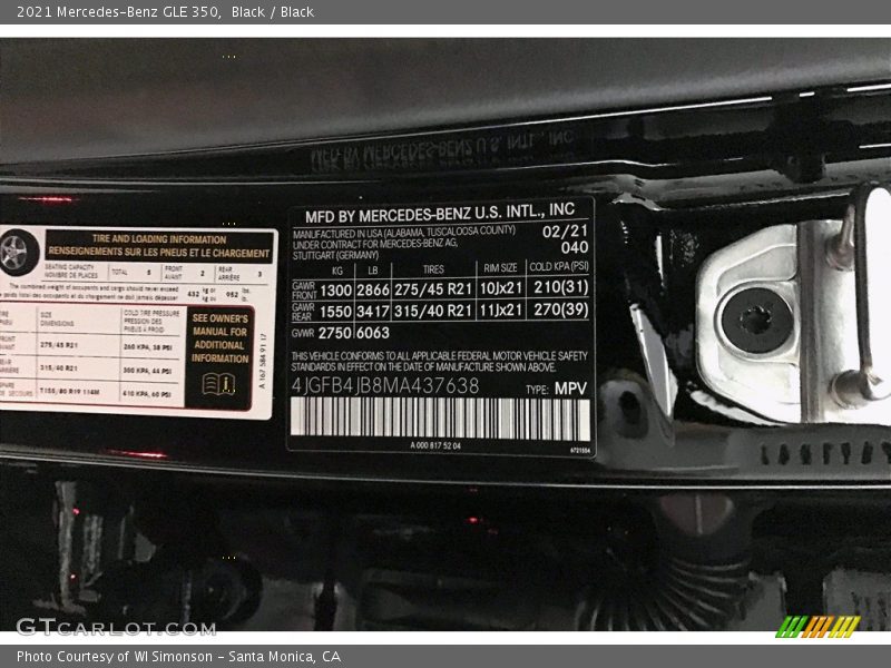 Black / Black 2021 Mercedes-Benz GLE 350