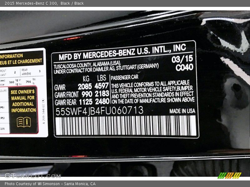 2015 C 300 Black Color Code 040