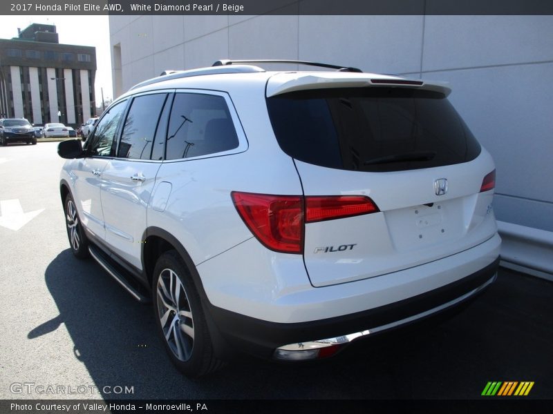 White Diamond Pearl / Beige 2017 Honda Pilot Elite AWD