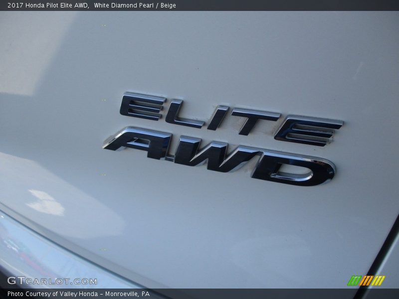 White Diamond Pearl / Beige 2017 Honda Pilot Elite AWD