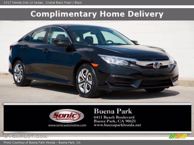 Crystal Black Pearl / Black 2017 Honda Civic LX Sedan