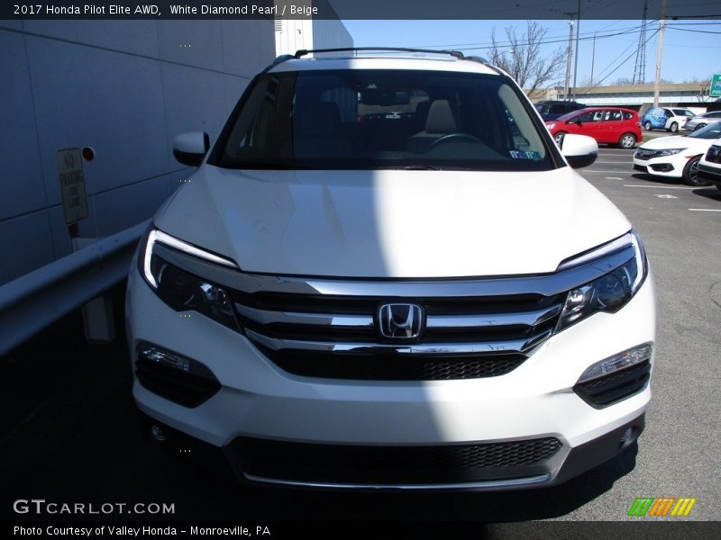 White Diamond Pearl / Beige 2017 Honda Pilot Elite AWD