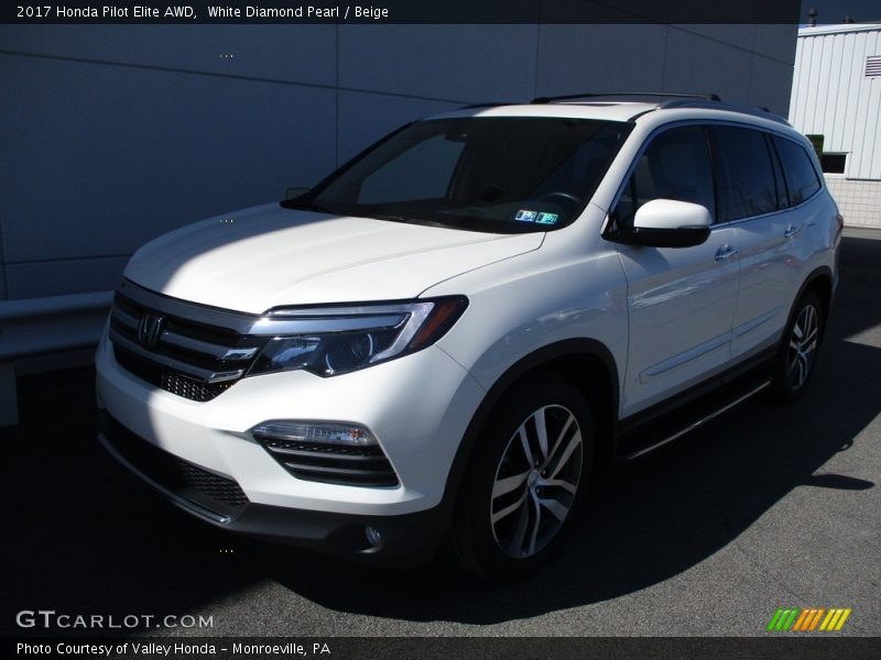 White Diamond Pearl / Beige 2017 Honda Pilot Elite AWD