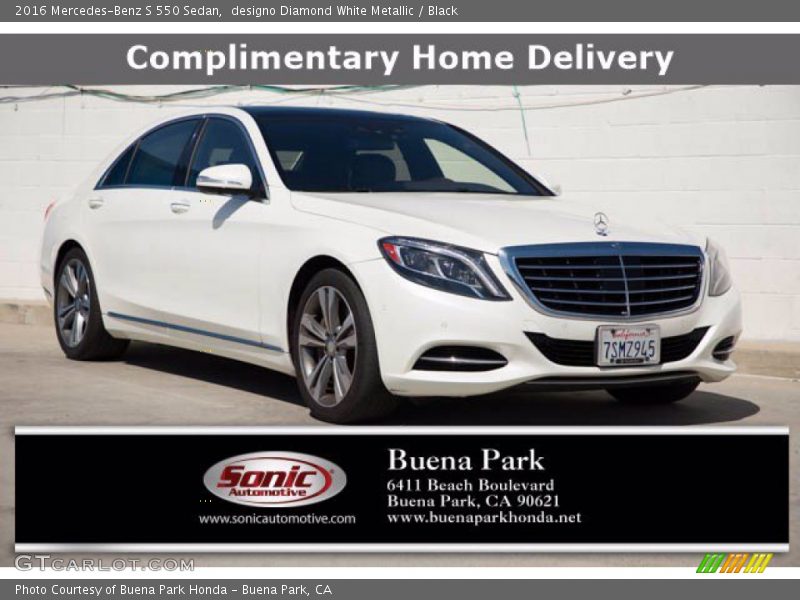 designo Diamond White Metallic / Black 2016 Mercedes-Benz S 550 Sedan