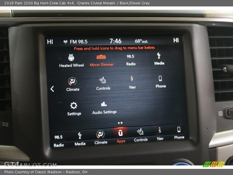 Granite Crystal Metallic / Black/Diesel Gray 2018 Ram 1500 Big Horn Crew Cab 4x4
