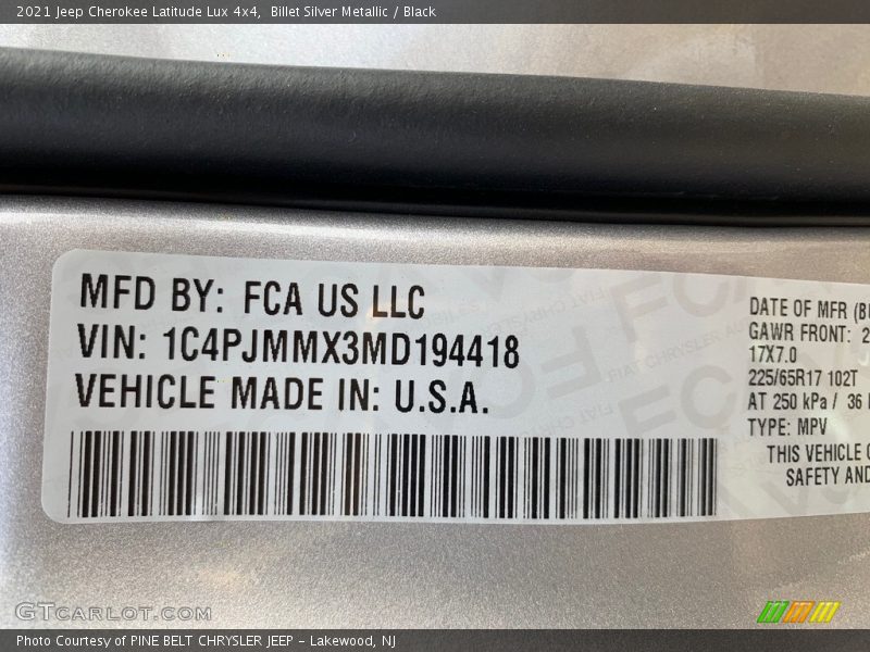 Billet Silver Metallic / Black 2021 Jeep Cherokee Latitude Lux 4x4