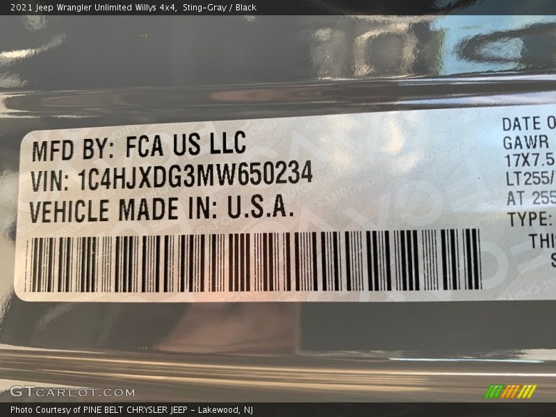 Sting-Gray / Black 2021 Jeep Wrangler Unlimited Willys 4x4