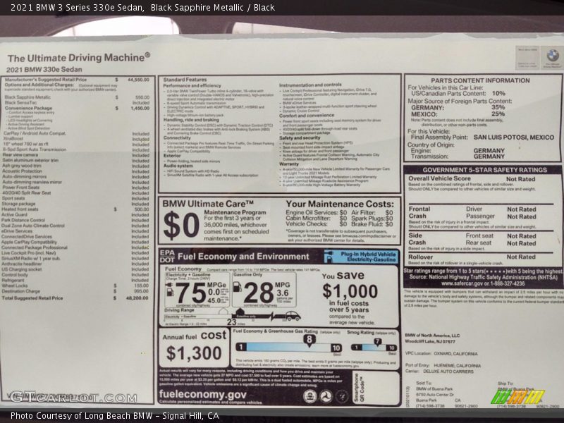 Black Sapphire Metallic / Black 2021 BMW 3 Series 330e Sedan